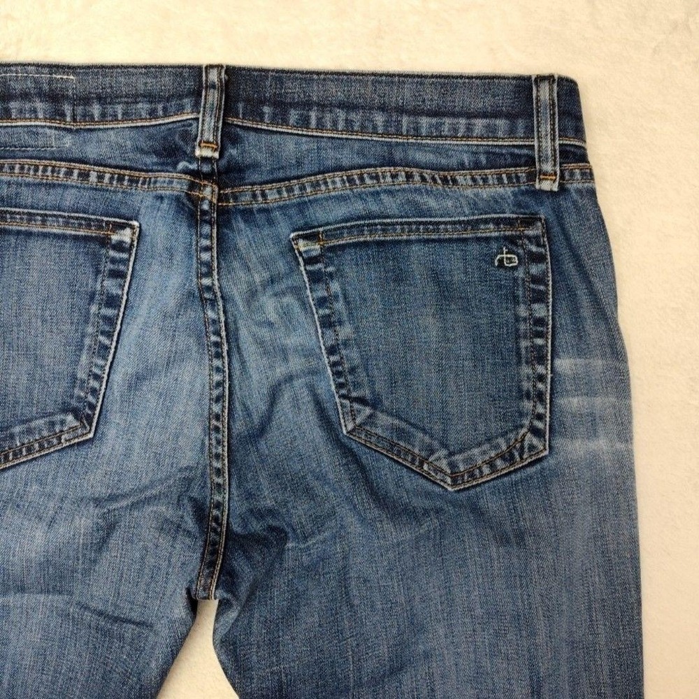 Rag & Bone Jeans Mens 32x34 Blue Slim Tapered Standard Distressed 5-Pocket HOLE - Picture 7 of 16